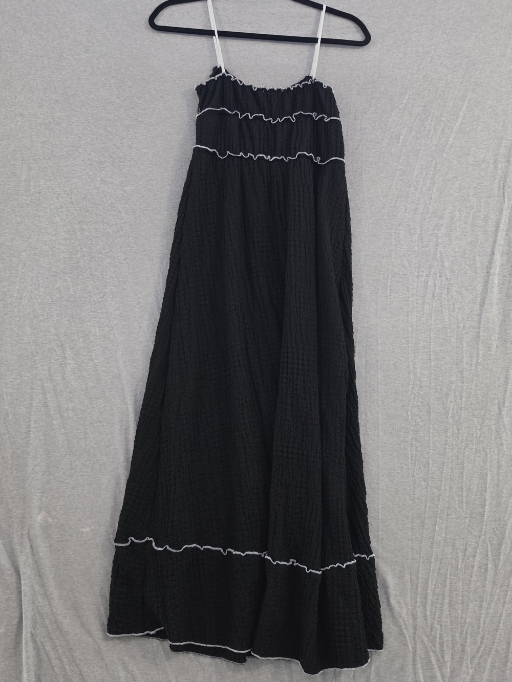 See You Monday Black Midi Dress with White Trim - Picture 7 of 8